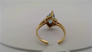 Blue Topaz Lady's Stone Ring 10K Yellow Gold 1.82g Size:6